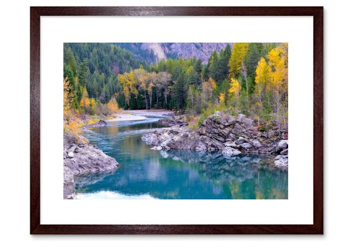 Flathead River Autumn Fall Rocks Scenic Trees